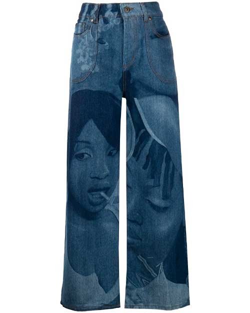 Ahluwalia Graphic-print Wide-leg Jeans