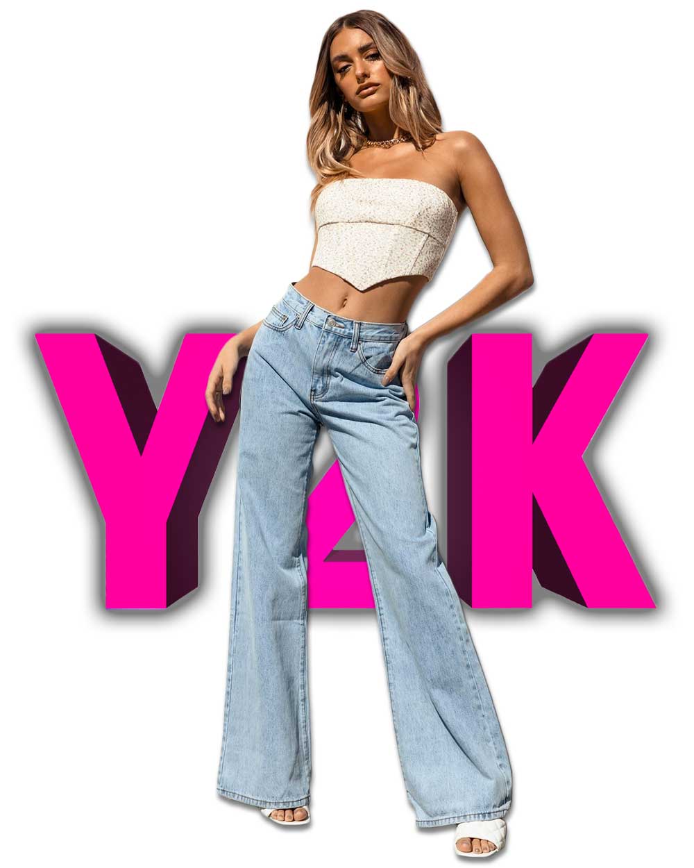 Y2K wide-leg denim jeans