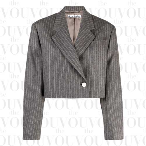 Japanese Hip-Length Cropped Blazers fashion trends - Acne Studios cropped asymmetric striped blazer