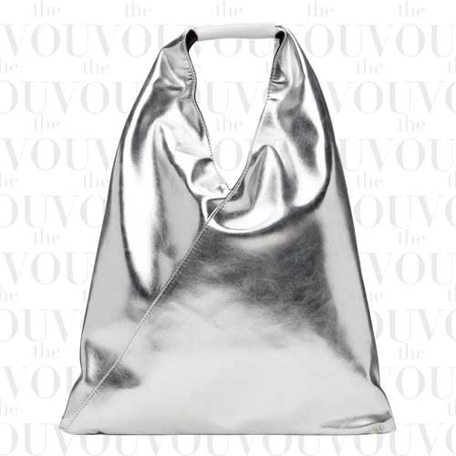 MM6 Maison Margiela silver metallic triangle tote bag