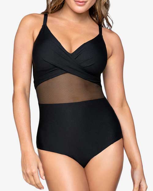 Leonisa Sheer Details One-Piece Slimming Swimsuit - women bathing - best bathing suits for women