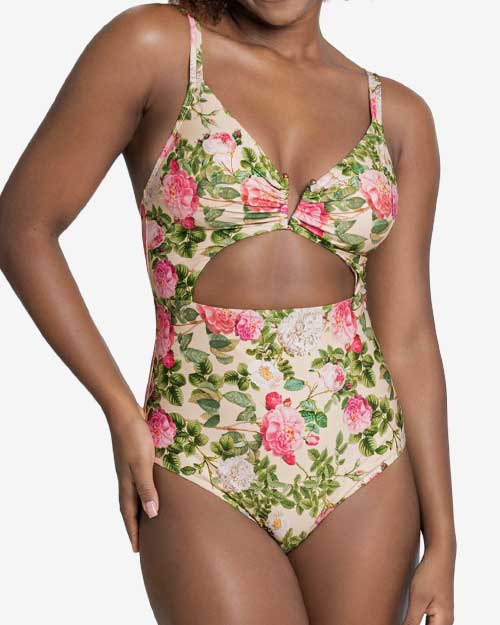 Leonisa Slimming Graphic One-Piece Cutout Swimsuit - women bathing - best bathing suits for women