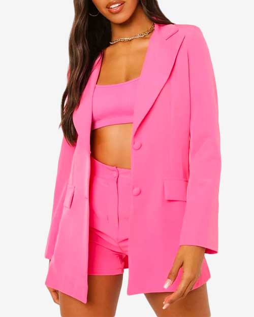 BOOHOO Tailored Fitted Bubble Pink Blazer
