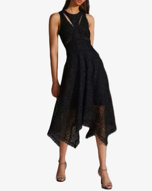 Embroidered Lace Cutout Cocktail Maxi Dress
