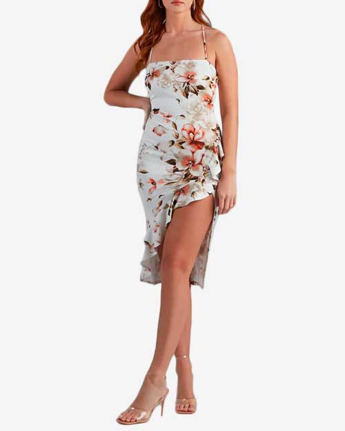 Ruffled For Florals Cocktail Midi Dress