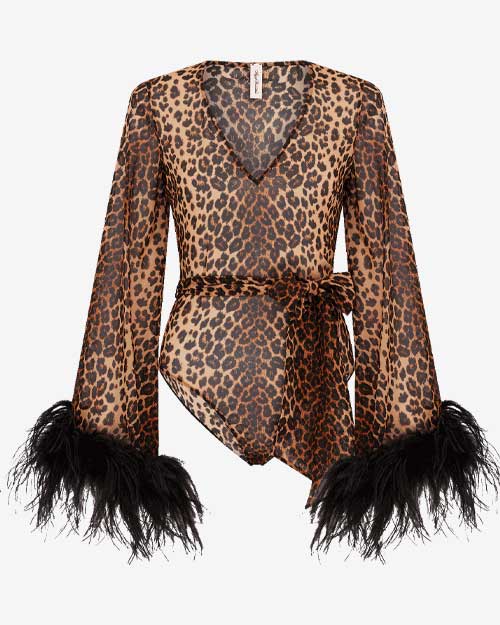 Agent Provocateur Vintage Leopard Silk Bodysuit