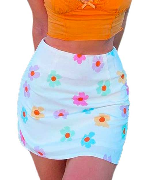 Mesh Floral Print Mini Skirt