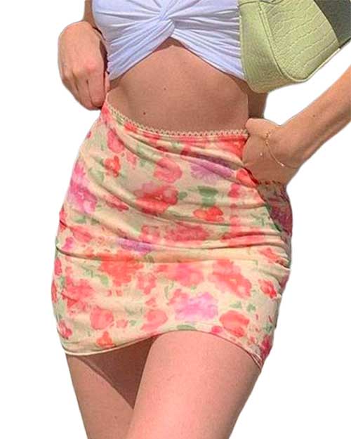 Mesh Floral Mini Skirt