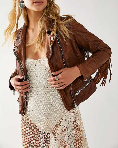 Zoe Fringe Leather Jacket