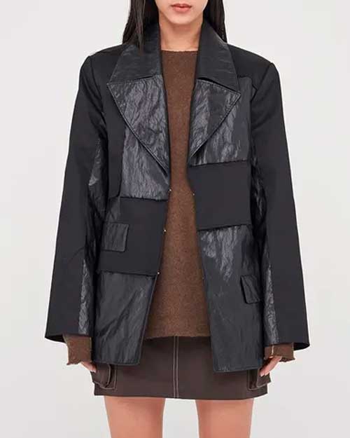 Matin Kim Patchwork Leather Jacket