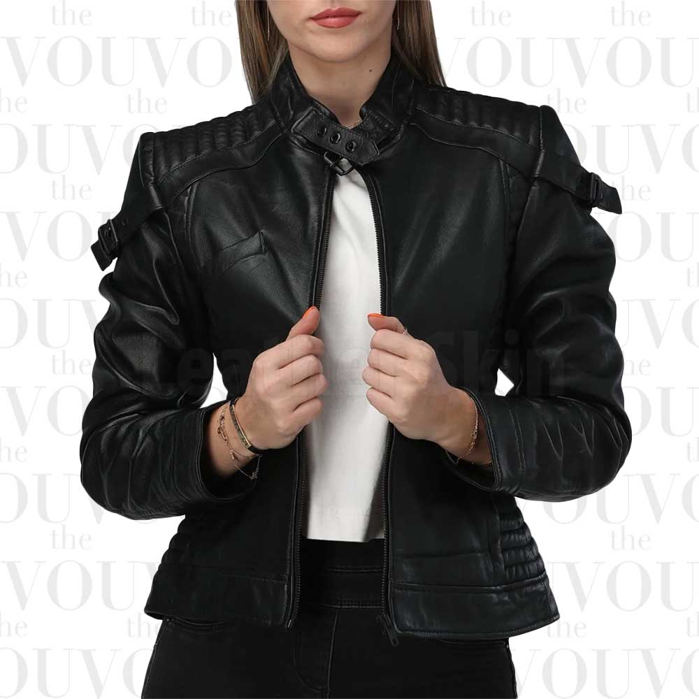 Katniss Black Quilted Leather Jacket