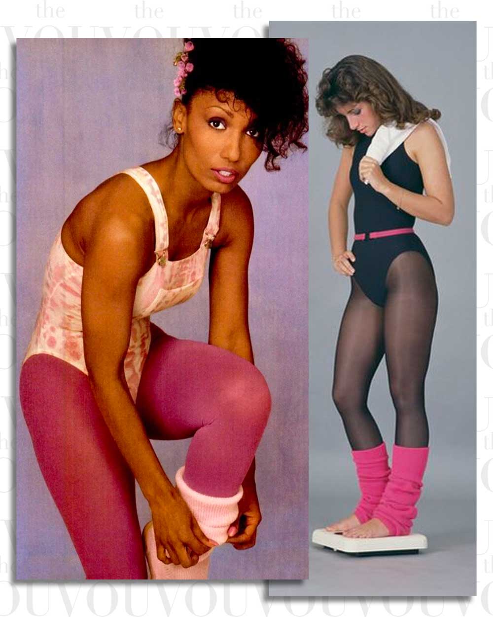 Sheer tights as 80s workout clothes