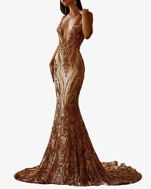 Alamour The Label gold evening gown