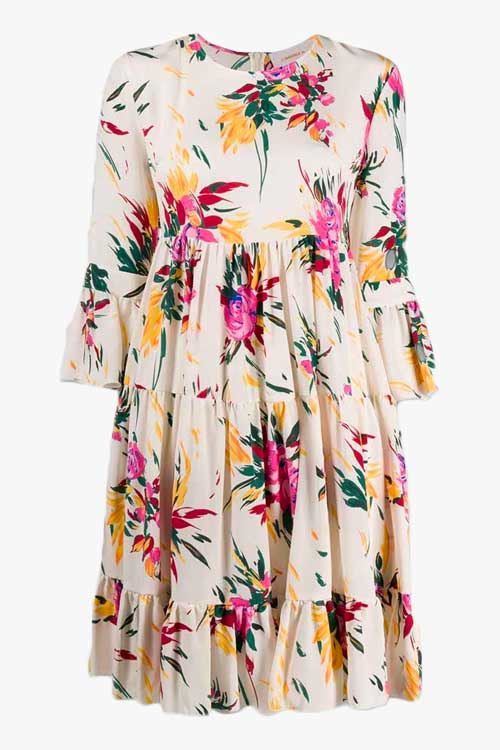 La Doublej Floral Print Silk Dress