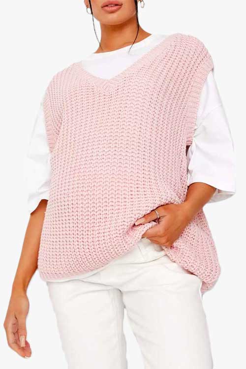 Pink Knit Vest Top