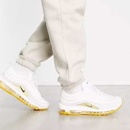 Nike Air Max 97 trainers in white and lemon