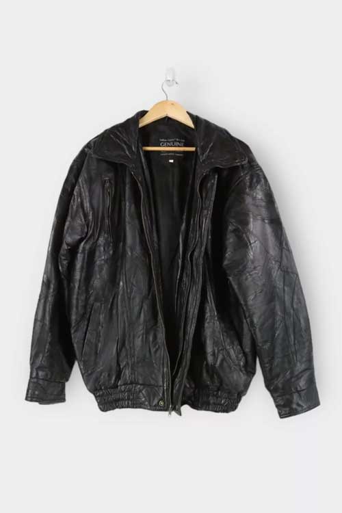 Vintage Italian Stone Black Leather Jacket