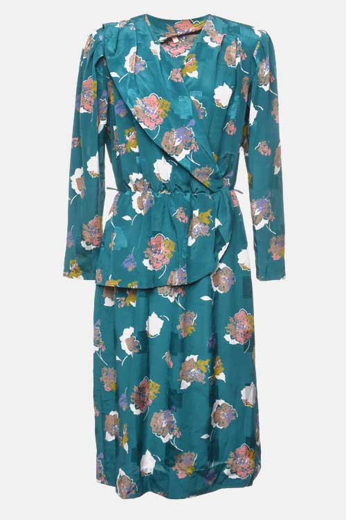 Floral Print 1980s Dress