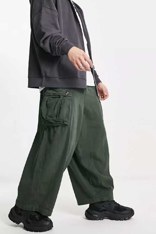Jaded London extreme balloon cargo pants in forest green