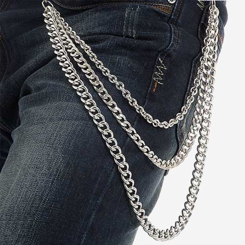 Punk Streetwear Triple Strap Silver Alloy Plating Pants Belt Chain