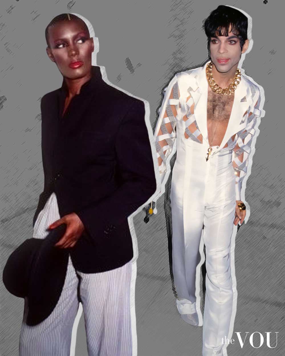 Black 80s androgynous fashion