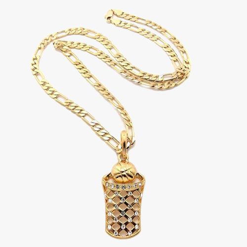 Icy Gold Basketball in Hoop Chain