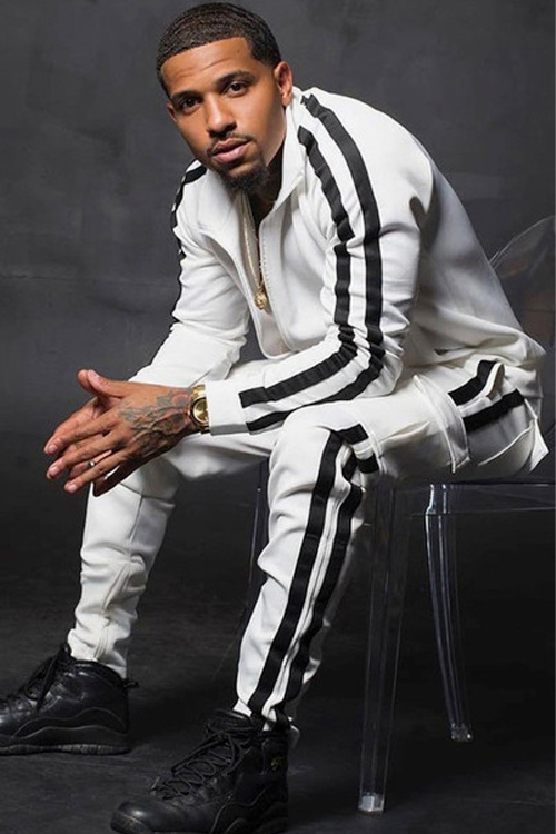 White and Black Striped Track suit