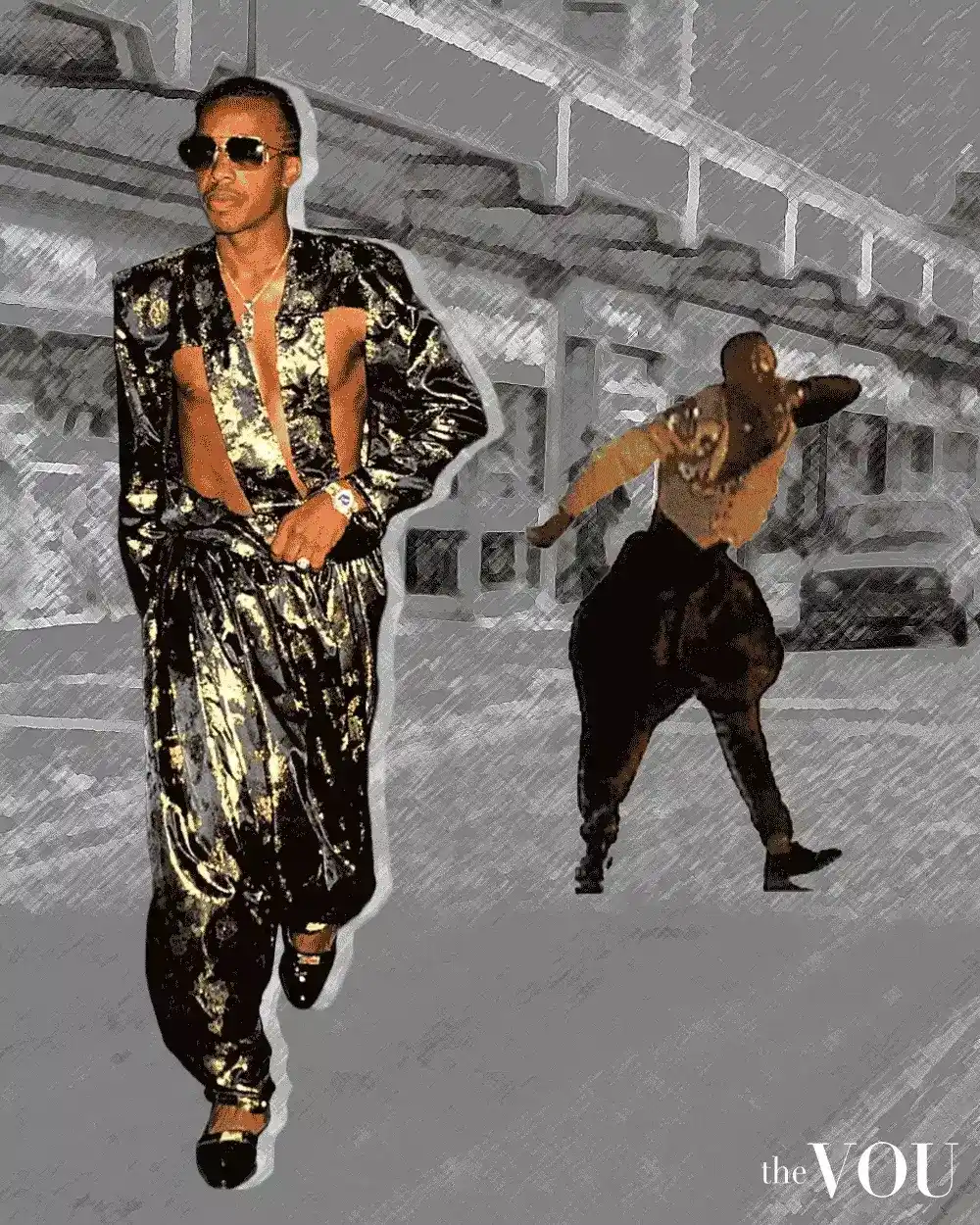 MC Hammer harem pants in black 80s fashion