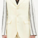Malik striped-sleeve cotton-blend blazer