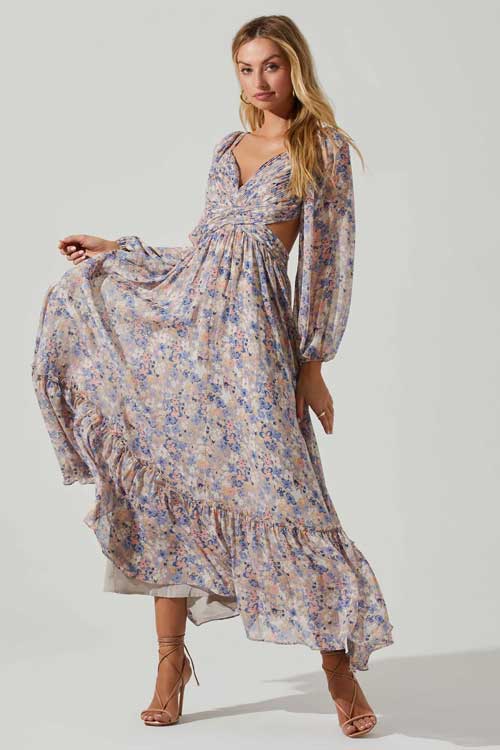 Kammy Floral Long Sleeve Midi Dress