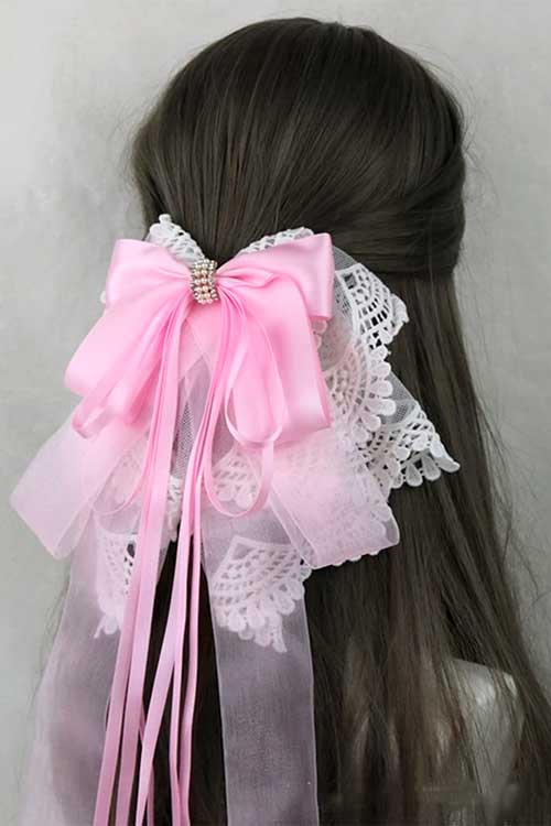  Women Handmade Ribbon Lace Sweet Cute Hairpin Lolita Big Bow Hair Clips Lolita Party Princess Barrette Hair Accessories 