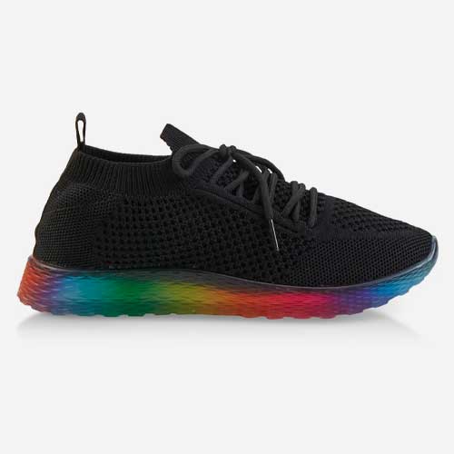 Rainbow Sole Textured Knit Sneakers