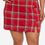 Red Buckle Belt Mini Skirt