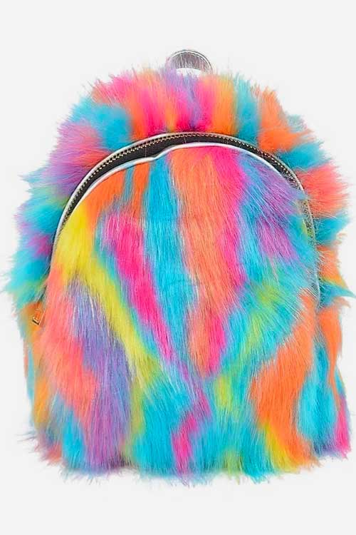 Rainbow Furry Mini Backpack