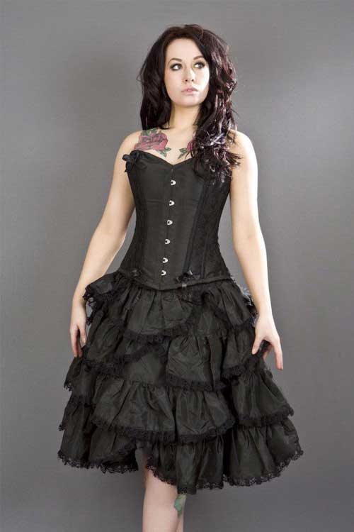 Burleska Chantelle overbust steel boned corset in black taffeta