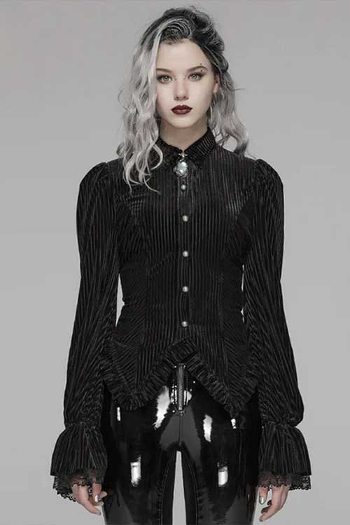 Gothic Dark-grain Velvet Shirt