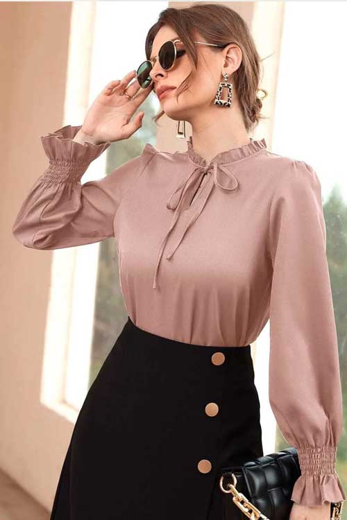 Frilled Tie Neck Blouse