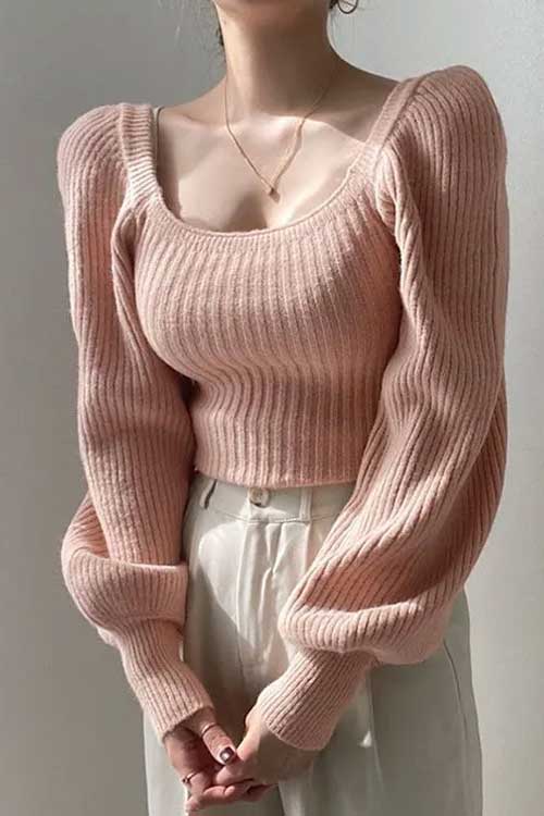 Beaustreet Plain Cropped Sweater