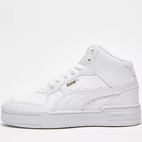 Puma Cali Pro Mid trainers in white and gold