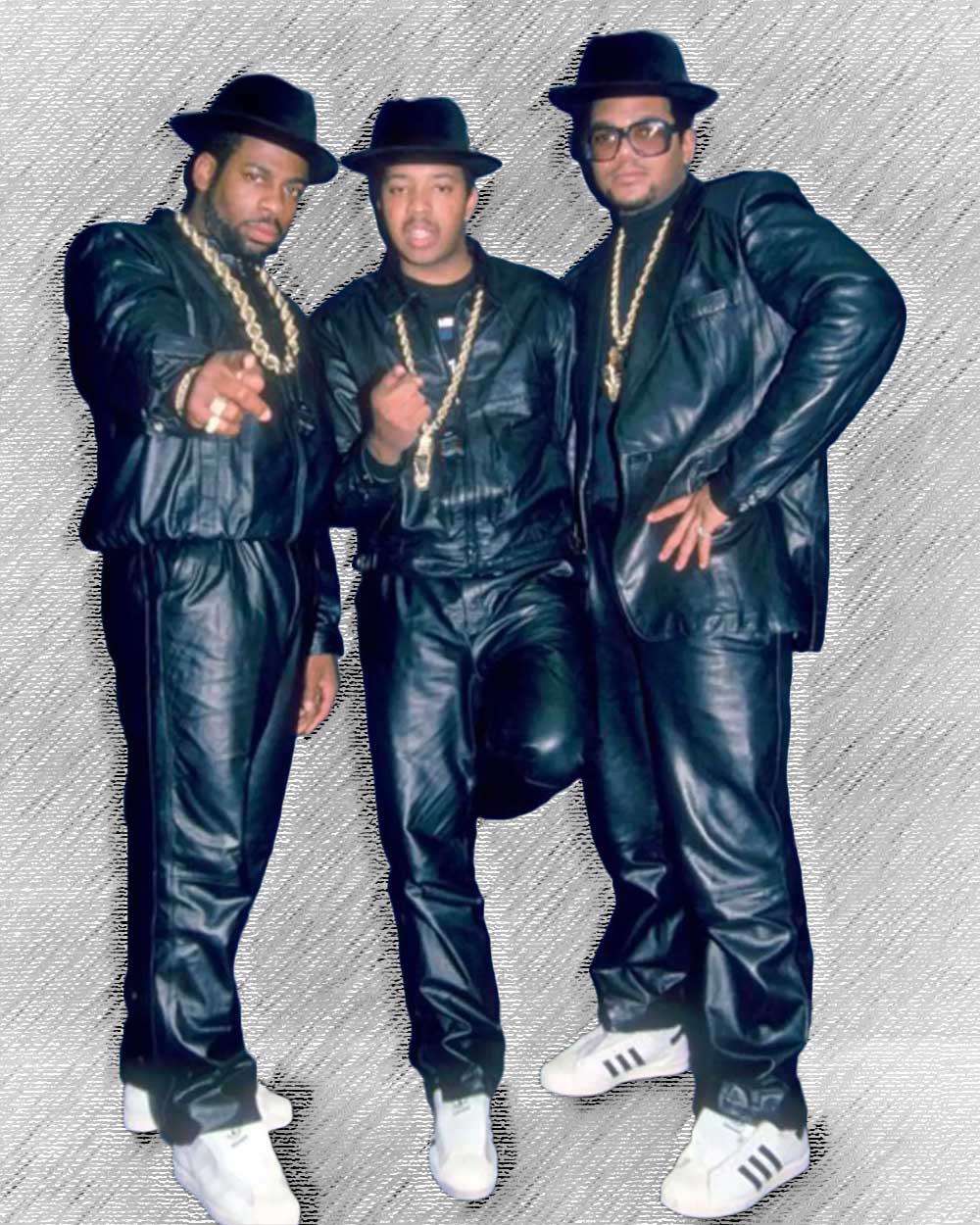 RUN D.M.C. "Rock Box" iconic black outfit