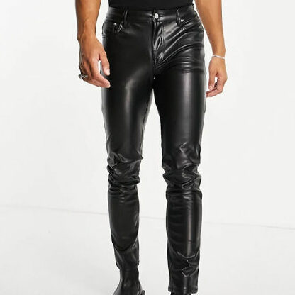 skinny fit jean in black leather look