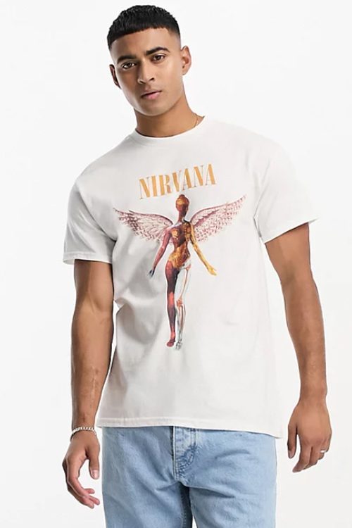 River Island short sleeve nirvana t-shirt in white