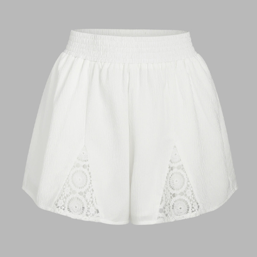 Solid Elastic Waist Mini Shorts
