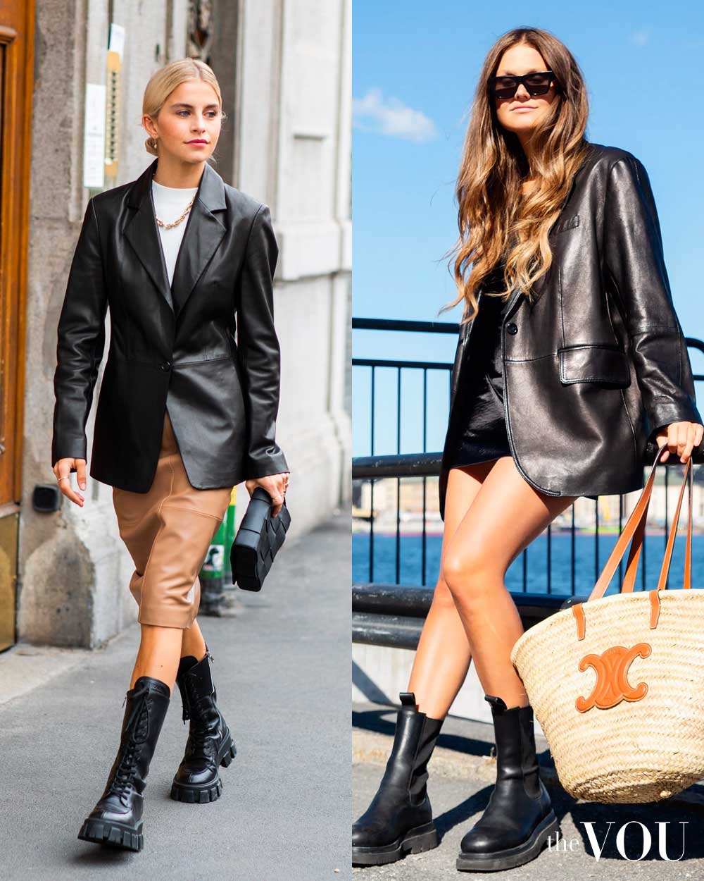 Leather Blazer With High Leather Boots