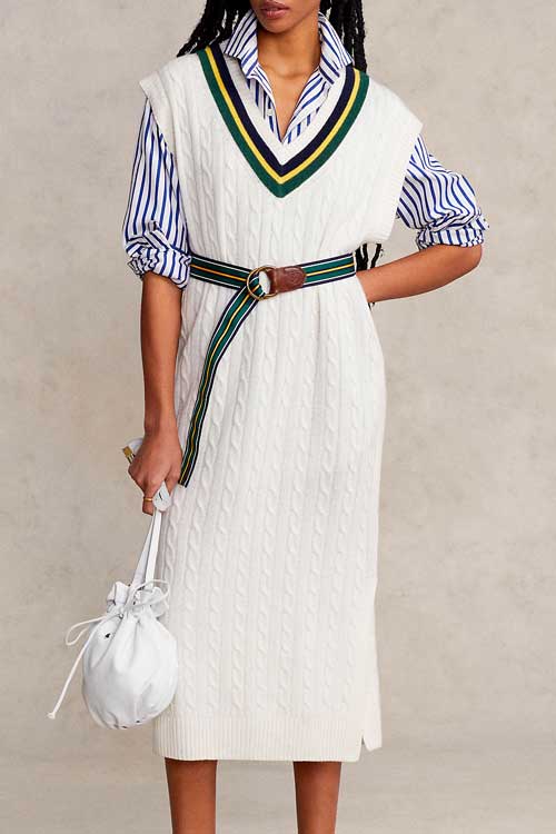 Cable-Knit Cricket Midi Sweater Dress