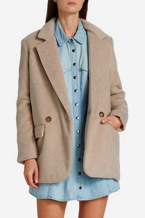 Free People Mari Textured Double-Breasted Blazer