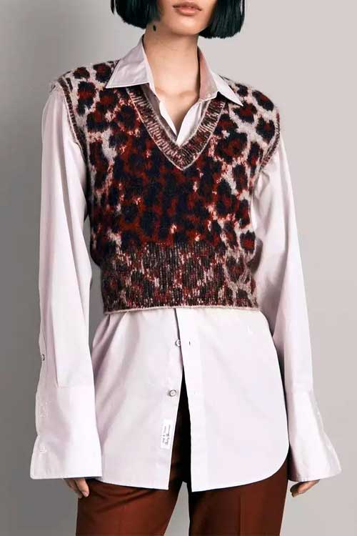 Sarah Wool Leopard Vest