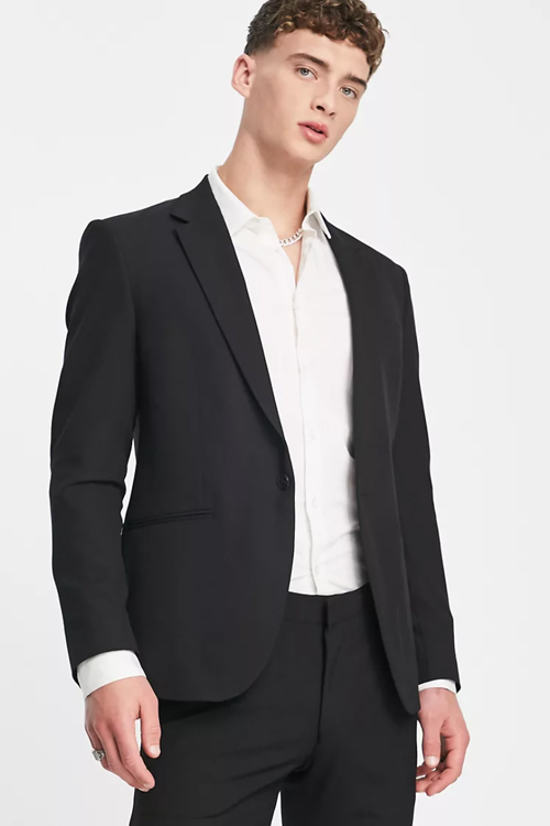 super skinny suit jacket in black