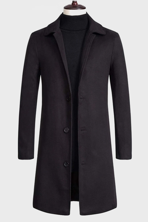 Button Front Solid Overcoat