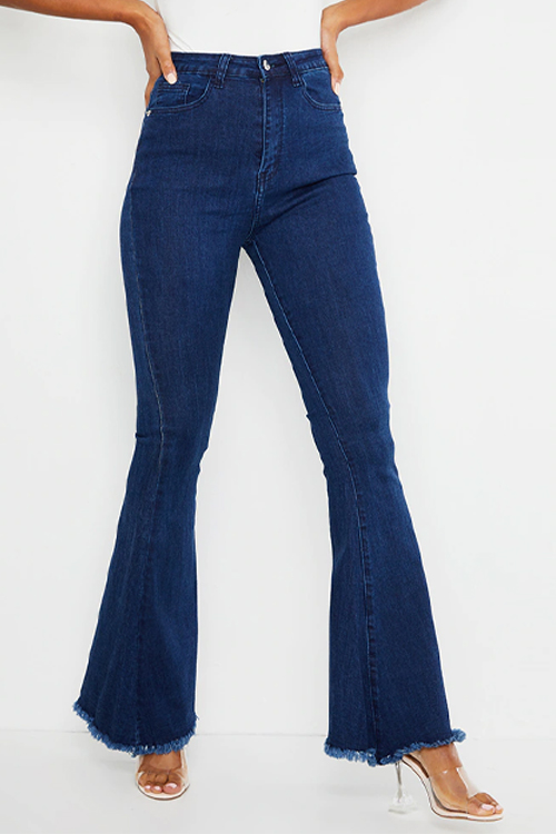 RAW HEM EXTREME BELL FLARE JEANS